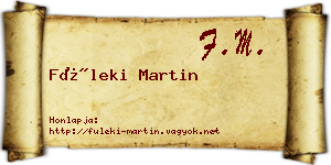 Füleki Martin névjegykártya